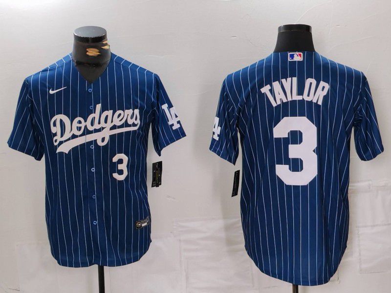 Men Los Angeles Dodgers #3 Taylor Blue Stripe Game 2024 Nike MLB Jersey style 4->los angeles dodgers->MLB Jersey